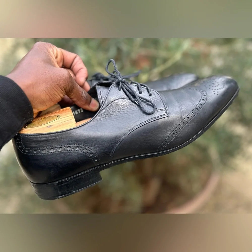 Prada Italy Made 💯 Leather Wingtip Oxfords Sz 10 🇺🇸 9.5 🇬🇧 - Picture 3 of 10